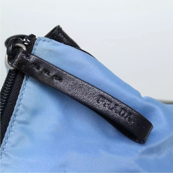 PRADA Shoulder Bag in Blue Nylon with Black Leather Authentic - Picture 8 of 16